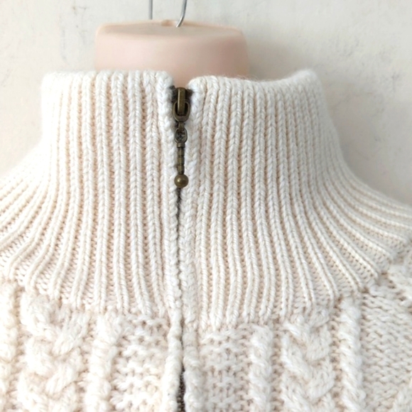 Aran Crafts Merino Wool Irish Fisherman Zipper Cardigan 1XX - Picture 13 of 16
